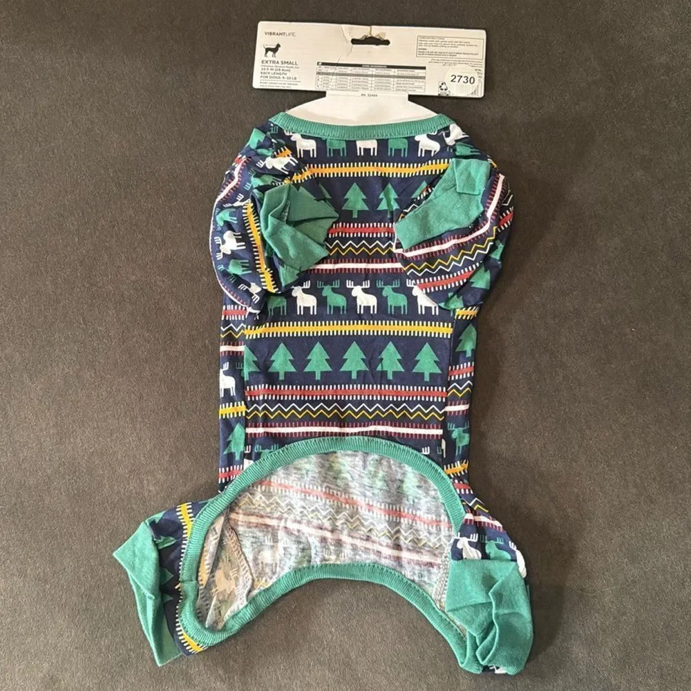 Vibrant Life Christmas Themed Pet Dog Cat Pajamas Size XS NEW